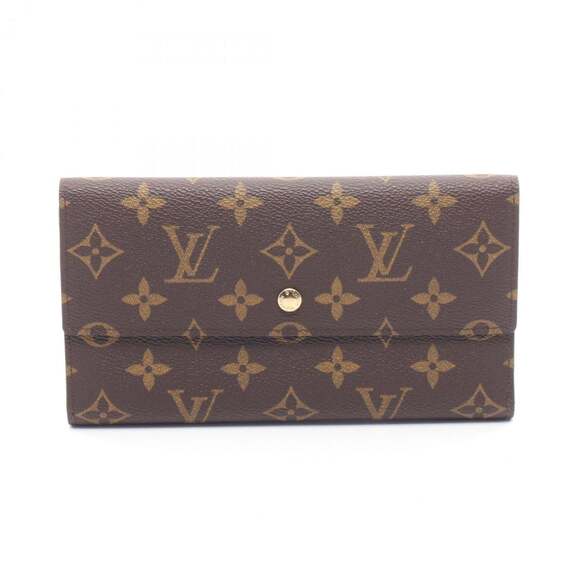 Louis Vuitton Portefeuille International Tri-fold Long Wallet Leather Monog...